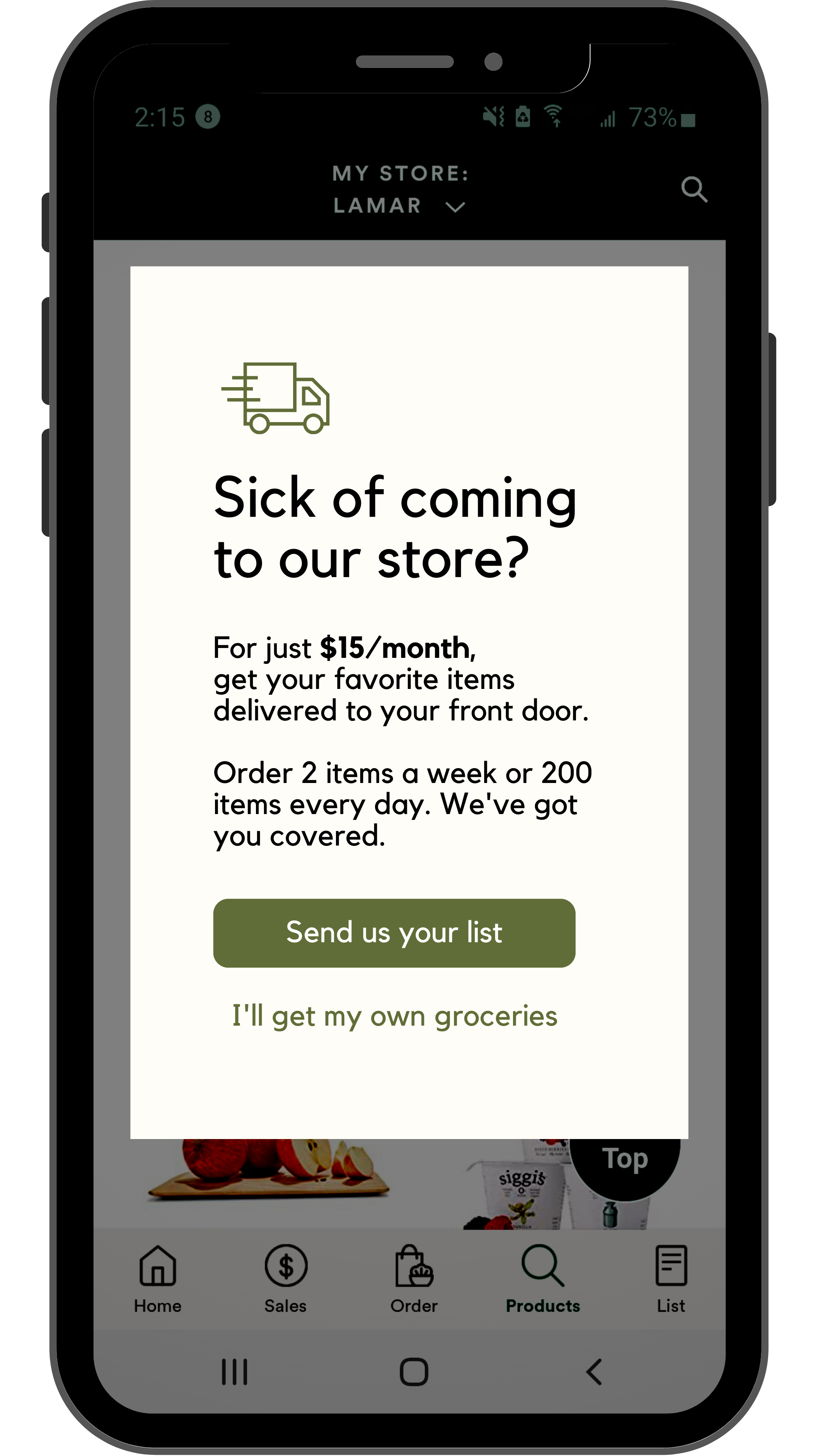Daily UX Writing Day 4 grocery delivery subscription mockup