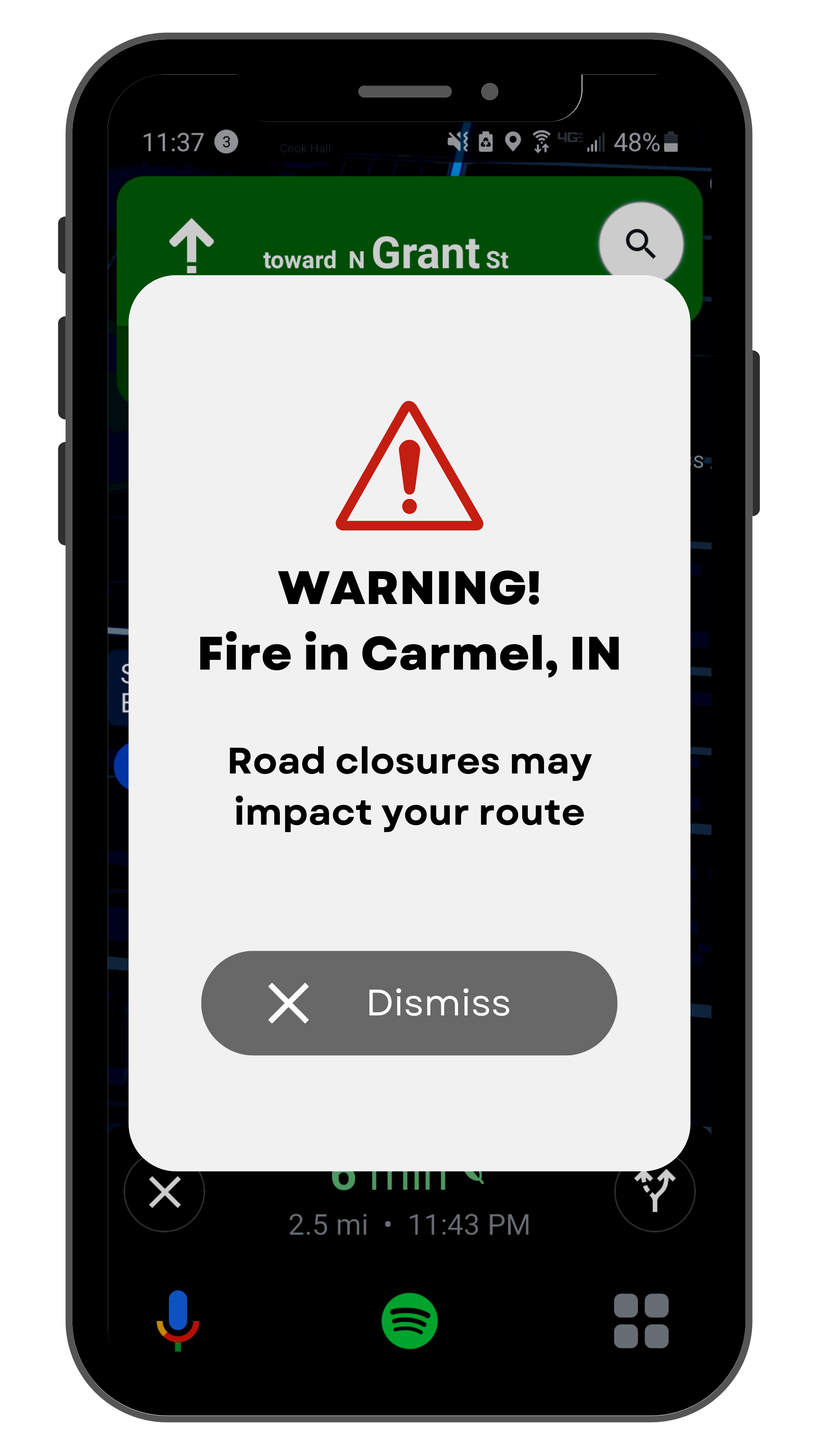Daily UX Writing Day 6 fire notification mockup