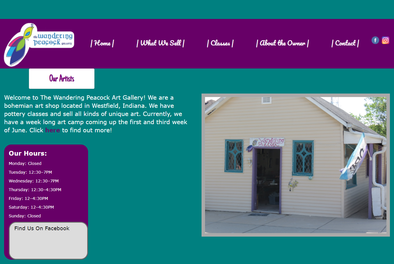 The Wandering Peacock original website homepage